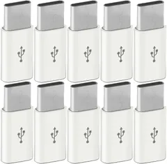 USB MicroB TYPE-C変換アダプター ホワイト, 5個 マイクロB タイプc 対応 USB-C 変換アダプタ Android iPhone15/16対応 スマホ タブレット 最大2A出力 