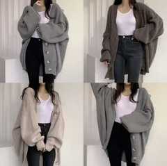 カーディガン ニットトップス レディース Vネック アウター (T)