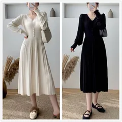 ニットワンピース レディース 秋冬 ロング丈 (T)