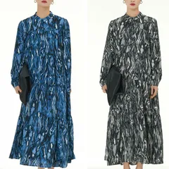 ロング丈ワンピース ビッグシルエット 長袖 レディース シャツワンピース (T)