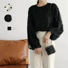 ドット柄 長袖トップス レディース (T)