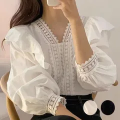 ブラウス 長袖シャツ Vネック レディース (T)