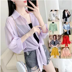レディース UVシャツ 薄手 長袖 カーディガン トップス 羽織り 透け感 日焼け防止 冷え対策 旅行 通勤 通学 オフィス 韓国ファッション おしゃれ かわいい 大人 上品 重ね着 レイヤード ホワイト ブラック パープル レッド 白 黒 透け感 春 夏[K