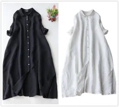 シャツワンピース ロング丈ワンピース レディース 半袖 (T)