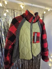 フリース キルティング アウター レッド CHECK