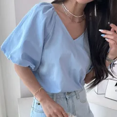 Vネック 半袖シャツ レディース (T)