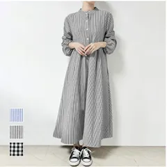 シャツワンピース レディース 長袖ロングワンピ (T)