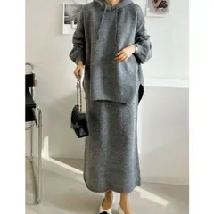 ニットセットアップ レディース 秋冬 長袖 ニットトップス セットアップ (T)