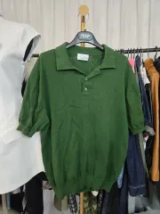 All The グリーン COLOR 半袖 ニット Tシャツ