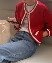 ヘイグ LINE ニット ジャケット カーディガン レッド