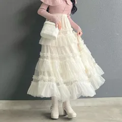 フリルロングスカート　チュールスカート (T)