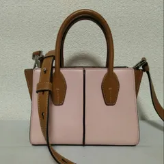 未使用級 トッズ ホリー レザー 2way ハンドバッグ ピンク×ブラウン