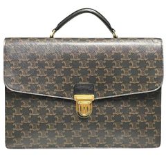 中古】 CELINE セリーヌ トリオンフ マカダム ブリーフケース ブラウン