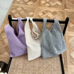 ラメシャギーニットトートバッグ (T)