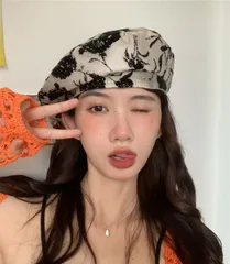 ベレー帽 帽子 レディース フラワー デザイン  韓国 ファッション 雑貨 かわいい おしゃれ 北欧 送料無料 [K] (T)