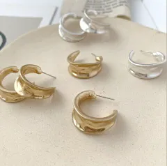 ピアス C形 不規則 欧米 風 銀 デザイン イアリング  韓国 ファッション 雑貨 かわいい おしゃれ 北欧 送料無料 [K] (T)