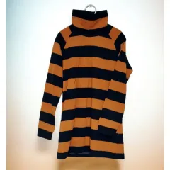 (繰越商品) ボーダー柄 ロング タートルネック Tシャツ ロングタートルネック