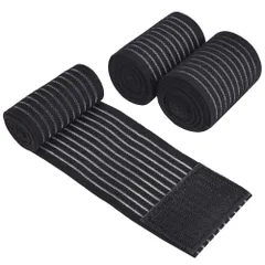 肉離れ 太もも ひざ テーピングサポーター 足首 スポーツ ふくらはぎ 膝 男女兼用 肘 黑色 通気性 90cm 2枚 伸縮性 ゴムバンド 調整可能 (90) バンテージサポーター DERAYEE