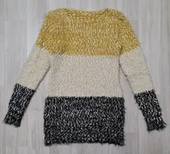 冬ニットトップス/バイカラーCOLORニットセーター(新商品)