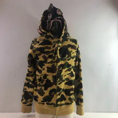 04w5601∞※【中古】 A BATHING APE アベイシングエイプ CAMO SHARK WIDE FIT FULL ZIP DOUBLE HOODIE ジップアップ シャークパーカー 001ZPH201013X サイズM カモ柄 綿 【八王子店】