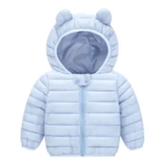 ☆ ライトブルー ☆ 110cm ☆ ベビー服 中綿ブルゾン キッズ  くま ベビー アウター キッズアウター コート 中綿 ジャンパー ジャケット ベビー服 子供服 キッズ 防寒 秋冬 長袖 秋 冬 暖かい あったか くま耳 くまみみ 女の子 男の子