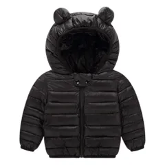 ☆ ブラック ☆ 90cm ☆ ベビー服 中綿ブルゾン キッズ  くま ベビー アウター キッズアウター コート 中綿 ジャンパー ジャケット ベビー服 子供服 キッズ 防寒 秋冬 長袖 秋 冬 暖かい あったか くま耳 くまみみ 女の子 男の子 赤ちゃん