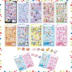 【在庫セール】水筒 スマホケース デコシール ぷっくり 手帳 ステッカー ごほうび アルバム 立体 (8 ぷくぷくシール 可愛い styles 12枚 ぷくぷく 12枚) シール