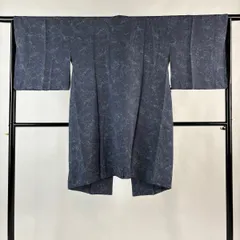 【美品】 道中着 身丈99.5cm 裄丈65cm M 和装コート 幾何学 ぼかし 灰紫 正絹 逸品 【中古】