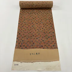 反物 優品 羽尺 羽織 和装コート 更紗 朱色 正絹 【中古】