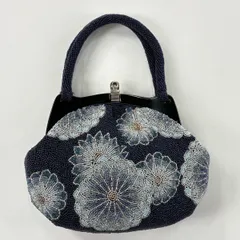 和装バッグ 優品 ビーズバッグ フォーマル 花 青 ビーズ 和装小物  【中古】