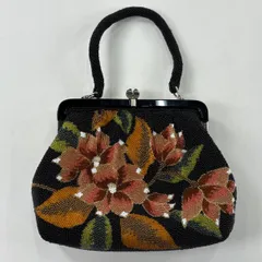 和装バッグ 優品 ビーズバッグ フォーマル 草花 黒 ビーズ 和装小物  【中古】