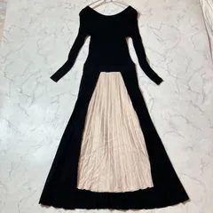 FRAY.I.D ニットワンピース ロング マキシ丈 プリーツ XS 黒 ブラック レディース R0073