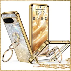☆彡送料無料でお届け☆彡Color:ゴールド_Size:Pixel 10用 Rockaway 互換性 Pixel 10 用ケース ダブルリング付き リストバンド ブレスレット付き ストラップ 耐衝撃 薄型 軽量 紐付き キラキラ ラブハート かわいい 女の子