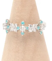 美品 タサキ リング 指輪 Pt900 ダイヤ 0.32ct パライバトルマリン レディース SIZE 9号 TASAKI