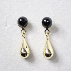 オニキス 6mm 天然石 滴 デザインピアス