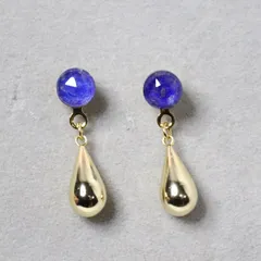 ラピスラズリ＆クリスタル 6mm 天然石 滴 デザインピアス