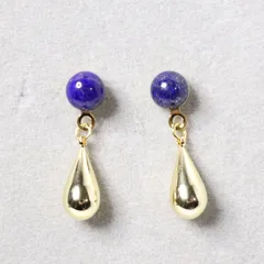 ラピスラズリ 6mm 天然石 滴 デザインピアス