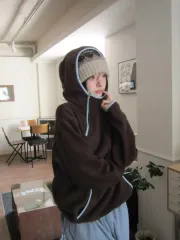 モディムード Q 斜めボーダー フリース ブラウン