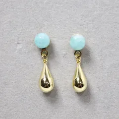 アマゾナイト 6mm 天然石 滴 デザインピアス