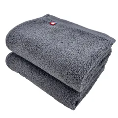 新品 タオル Nカラー フェイスタオル グレー 2枚セット ブランド 薄手 無地 普段使い シンプル 日本製 国産