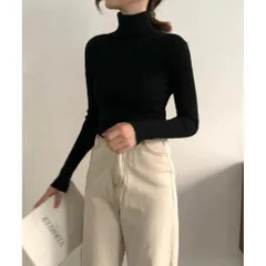 ☆ ブラック ☆ 細身 タートルネック　長袖ニット ニット トップス 冬 リブニット ハイネック セーター 長袖 ハイネックニット ハイネックセーター インナーニット タートルネック レディース きれいめ 秋冬 秋 大人 かわいい おしゃれ nit-030