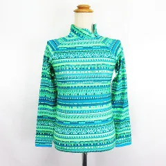 ナイキ NIKE PRO シャツ 長袖 ハイネック 総柄 ロゴ 指穴 ストレッチ M グリーン系 スポーツウェア ※EKM