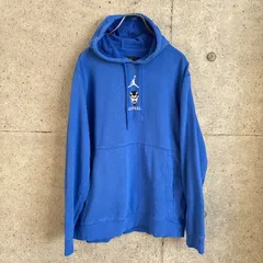 【USED】US 古着 NIKE JORDAN パーカー M ブルー フットボール 刺繍 ロゴ プルオーバー ナイキ ジョーダン 古着 メンズ ストリート アメリカ USA アメカジ スポカジ フーディー