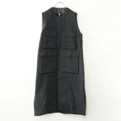 美品 ノーコントロールエアー フィルマム FIRMUM 梳毛ウール&コットンストライプドビー二重織ロングベスト S チャコール【2400014498622】のサムネイル