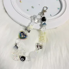 ビーズストラップ　ブラック　ホワイト　韓国