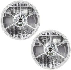 KURT ECP 互換品P700 ヘッドライト 7インチ ハロゲン H4 丸型 丸灯 車 フロント ガラスレンズ MINI ローバーミニ カローラ レビン トレノ RX-7 フェアレディZ S30/S130 パジェロ エブリィ 等様々 (12V用)