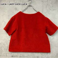 LUCA LADY LUCK LUCA アルパカ混 シャギーニット オレンジ プルオーバー 半袖 クルーネック ボートネック バックジップ ブラウス トップス ルカ レディラックルカ 起毛 毛 フリーサイズ ★ ◇■