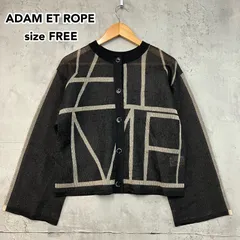 ADAM ET ROPE アダムエロペ シアー ニット カーディガン 総柄 幾何学 モノトーン 黒 ベージュ 羽織り 透け感 サマーニット ゆったり ドロップショルダー フリーサイズ ★ ■◇