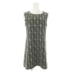 マチルダ Matilde ワンピース ニット ミニ ノースリーブ 花柄 総柄 モノトーン 黒 ブラック /AO4