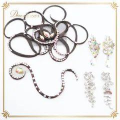 社交ダンス 小物 まとめ売り セット ヘアオーナメント ヘア小物 ヘアアクセサリー イヤリング つけ毛 つけ髪 デモ パーティ 発表会 ブラック系 シルバー系 ヘアパーツ デコレーション ビジュー アクセサリー 耳飾り 競技用 コスチューム おしゃれ